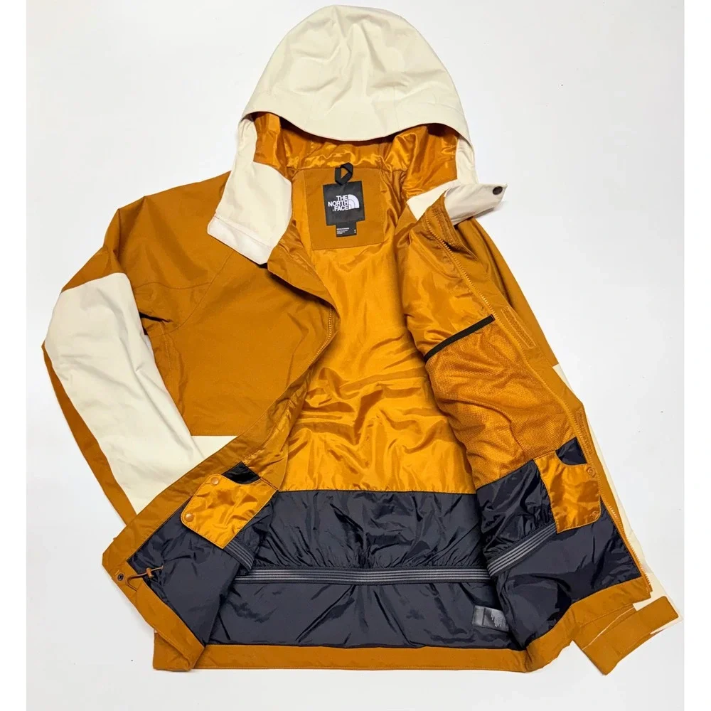 The North Face Mens Balfron DryVent Ski Jacket Brown White Colorblock Hooded Med